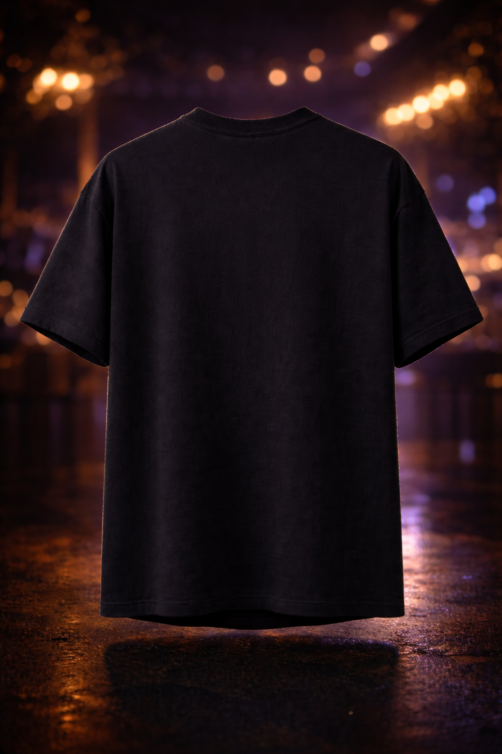 Flaming Skull Glow in Dark Oversized Black T-Shirt