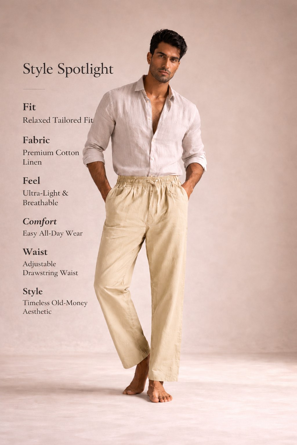 Beige Linen Pants