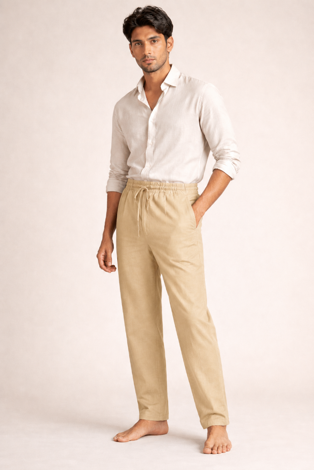 Beige Linen Pants