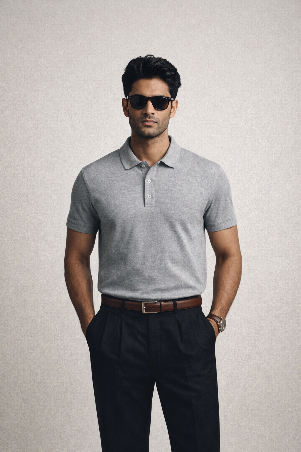 Grey Old-Money Polo T-shirt