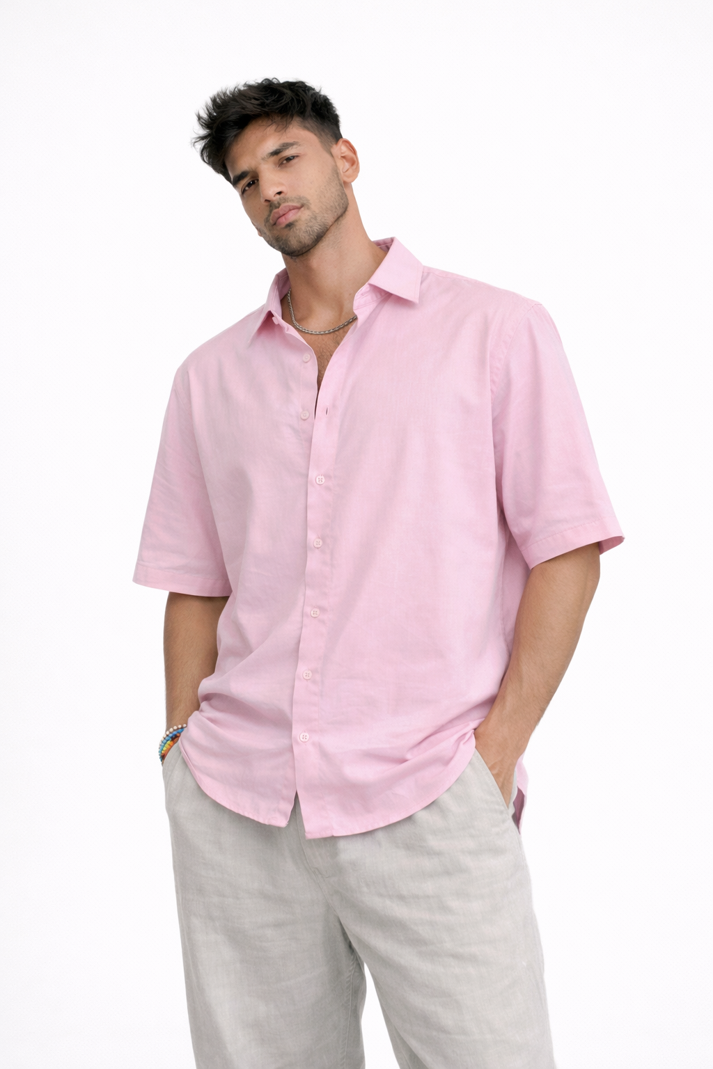 Ultra-Soft Baby Pink Relaxed-fit Shirt
