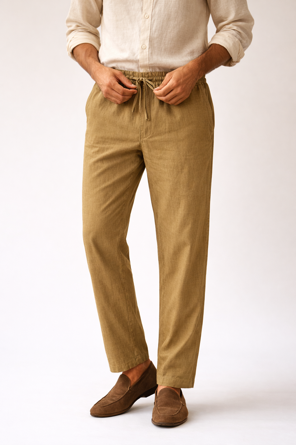 Earthy Olive Brown Linen Pants