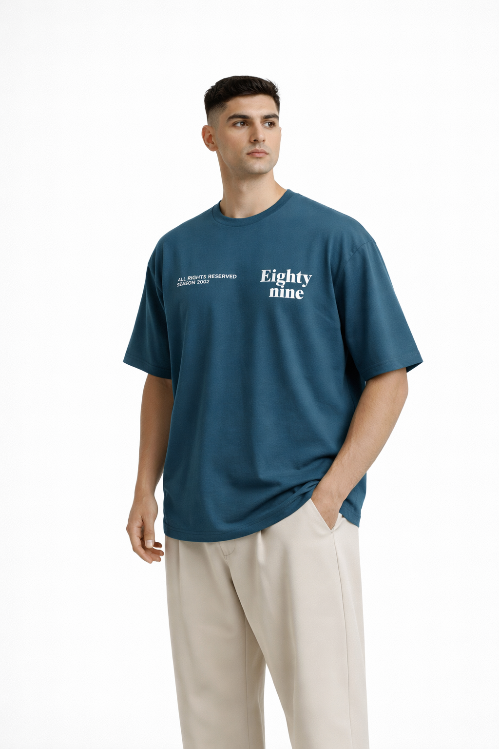 Eighty Nine Graphic Oversized Off-White T-Shirt