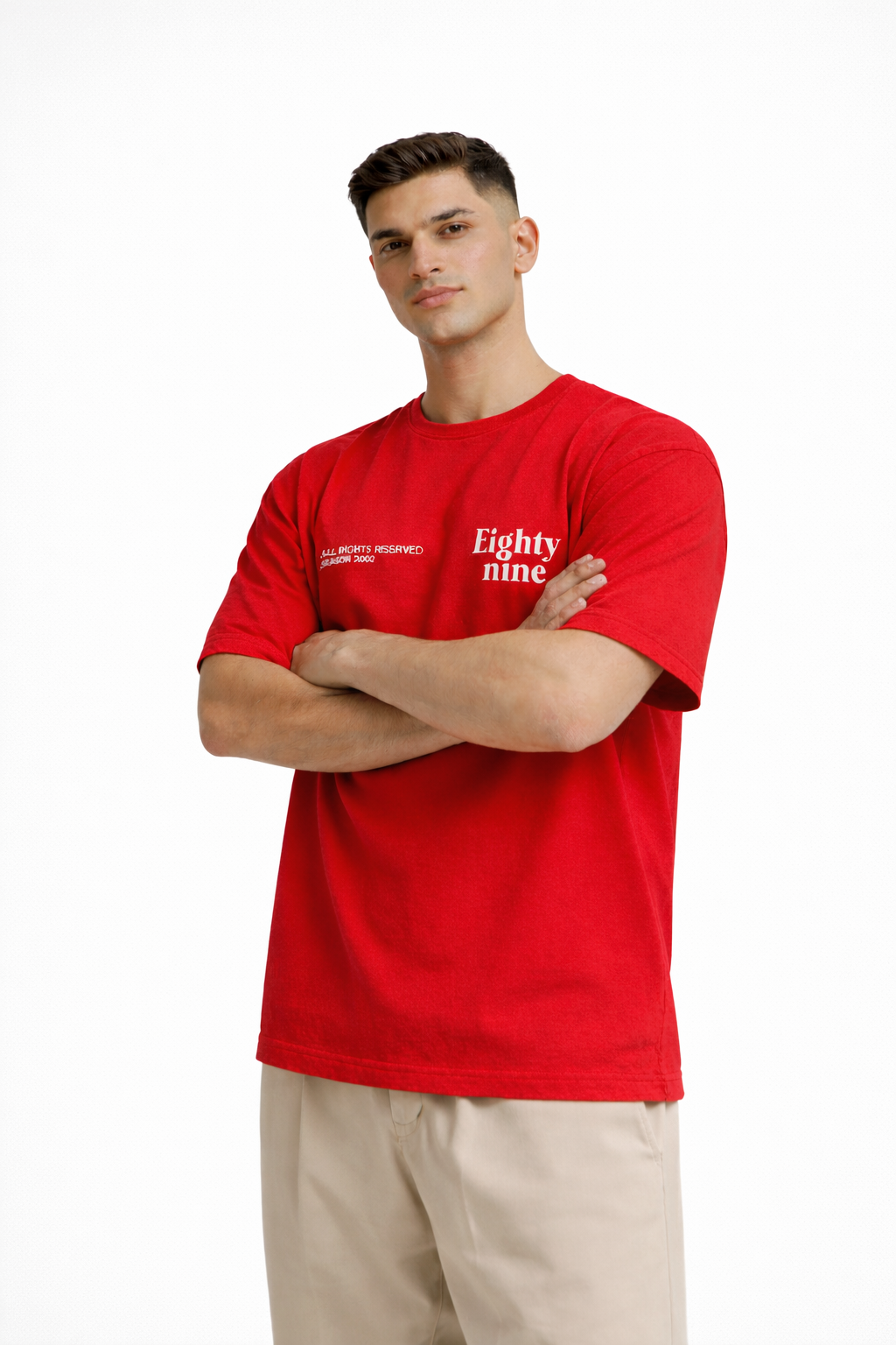 Eighty Nine Graphic Oversized Off-White T-Shirt