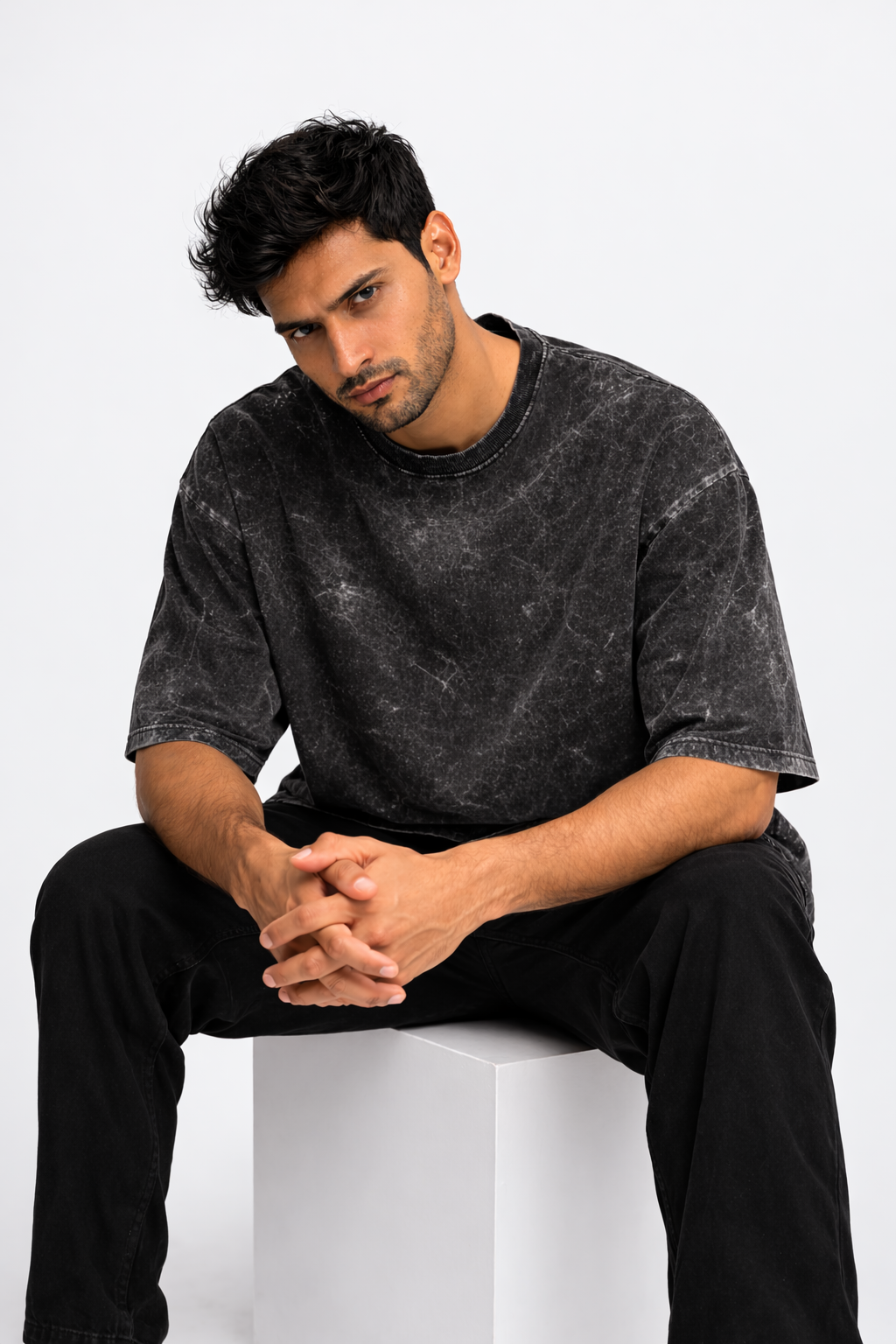Vintage Black Acid Wash Oversized T-shirt