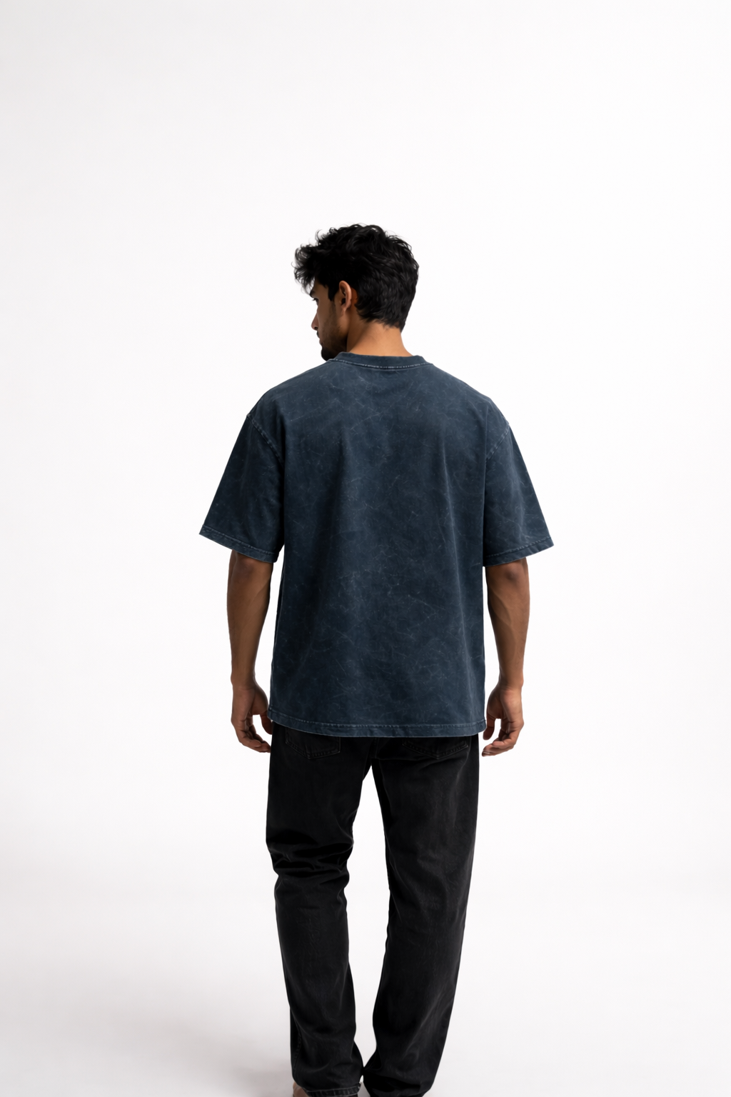 Vintage Navy-Blue Acid Wash Oversized T-shirt
