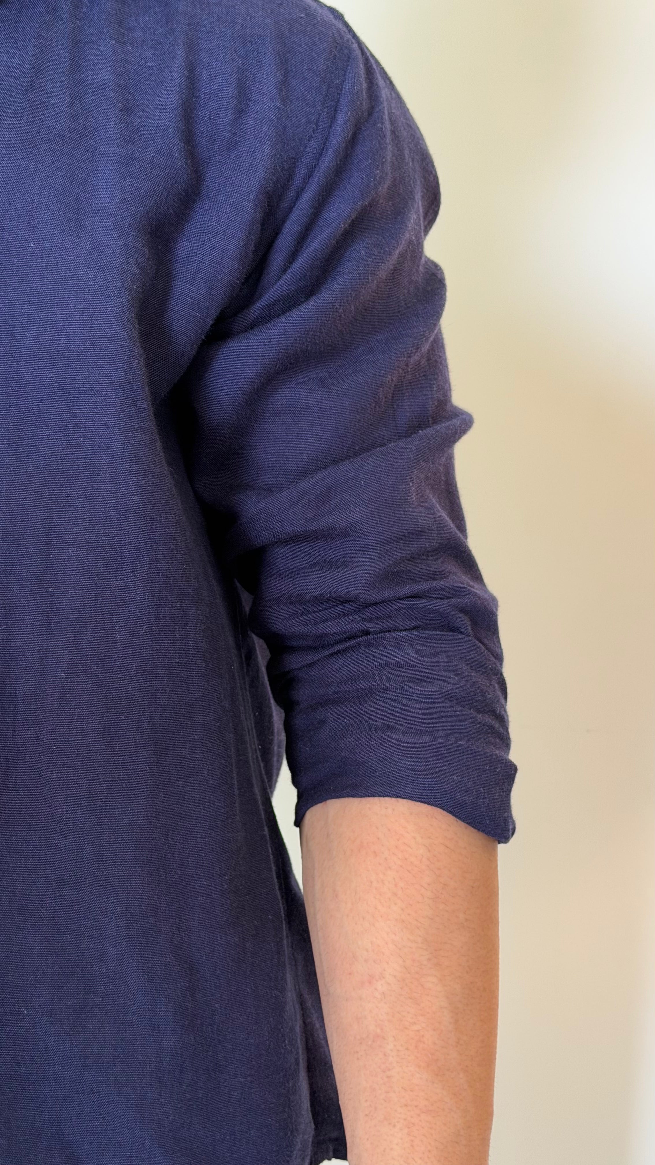 Linen Old-Money Navy Blue Shirt