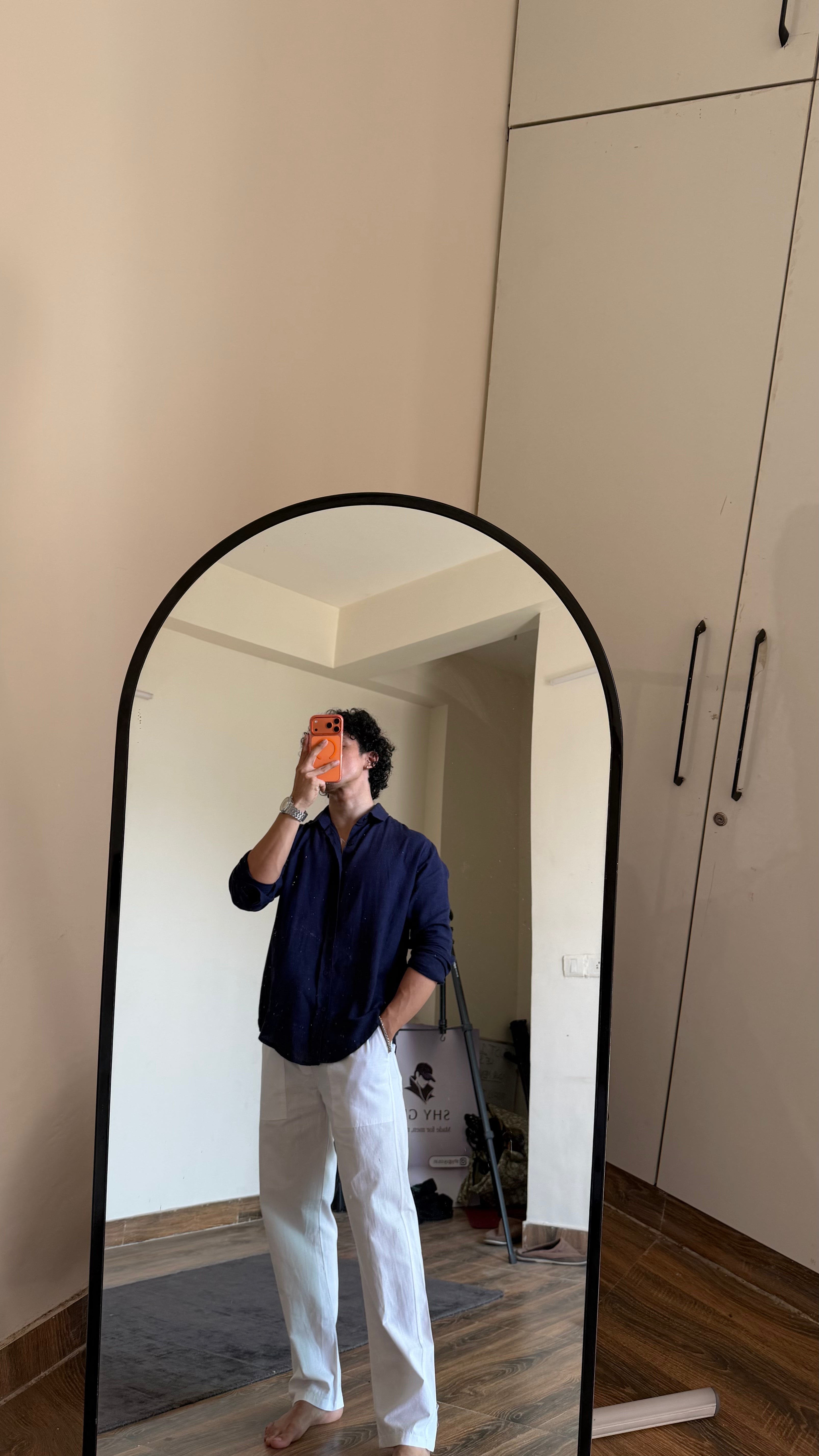 Linen Old-Money Navy Blue Shirt