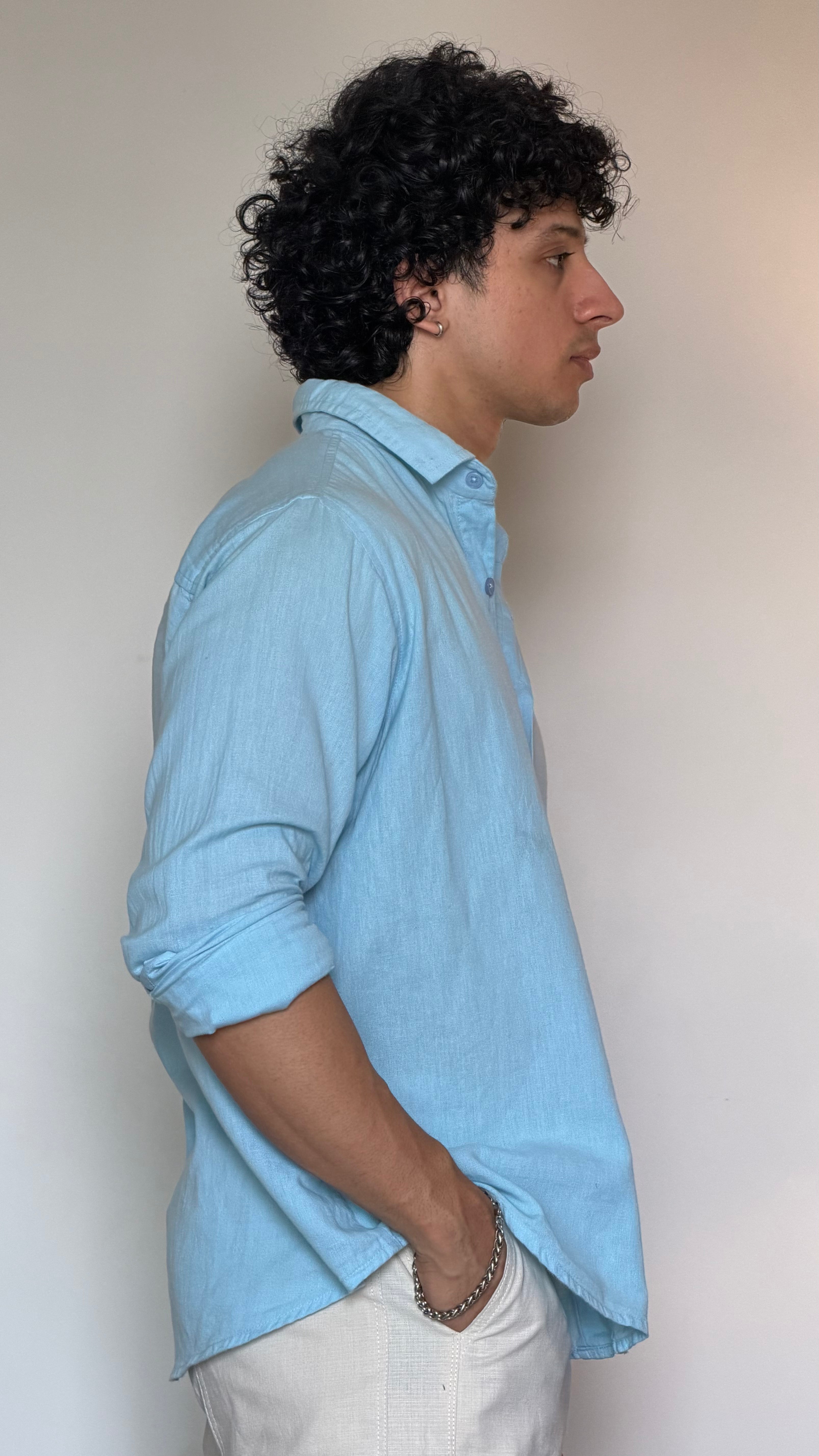 Linen Old-Money Sky Blue Shirt