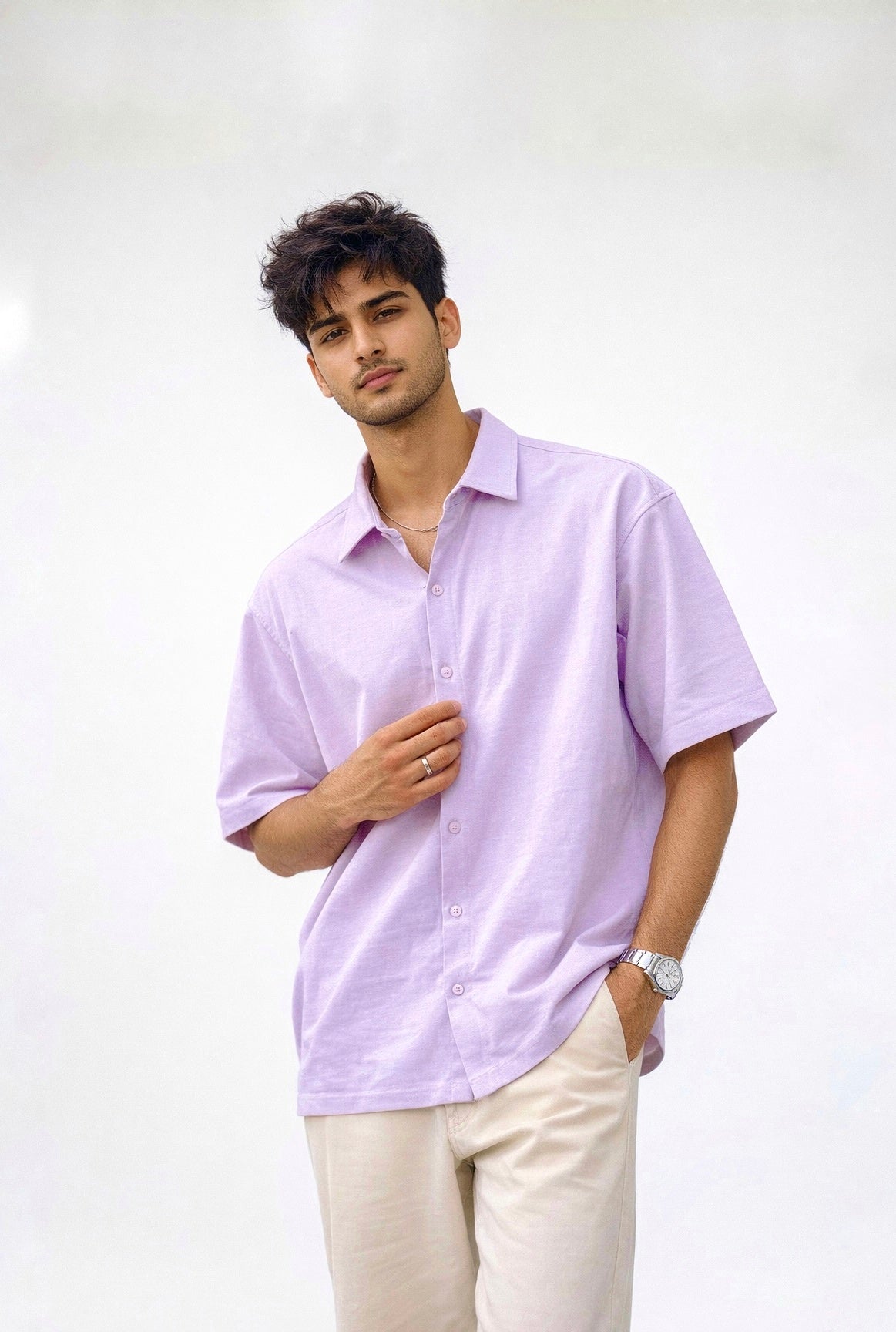 Ultra-Soft Lavender Relaxed-fit Shirt