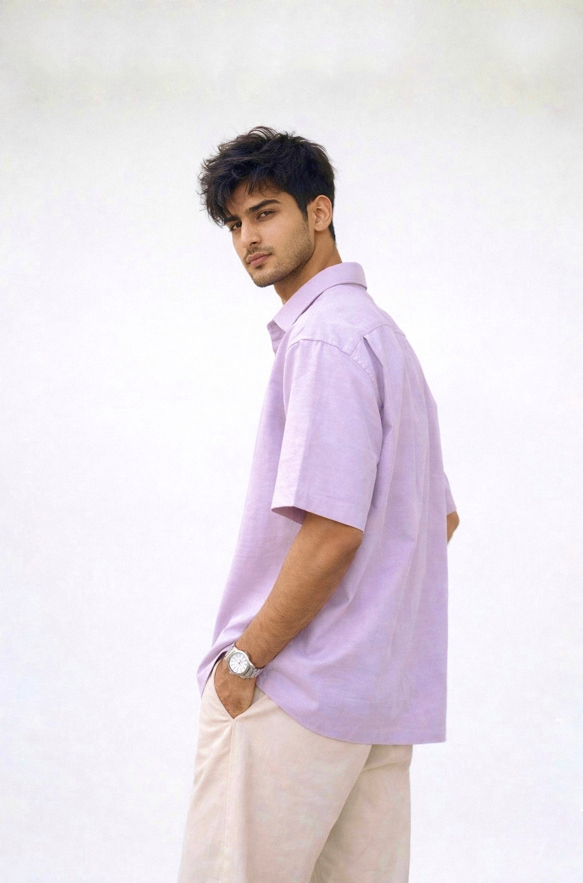Ultra-Soft Lavender Relaxed-fit Shirt