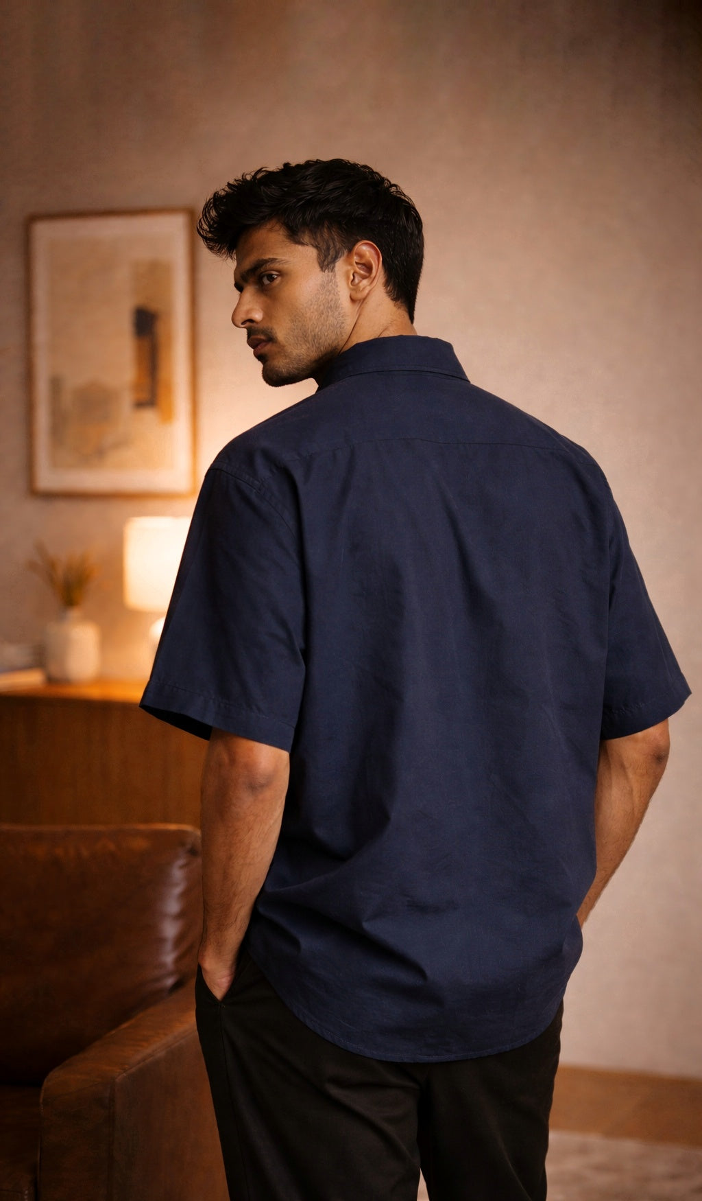 Ultra-Soft Navy Blue Relaxed-fit Shirt